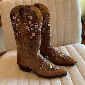 Shyanne Embroidered Cowboy Boots Western Leather Sz 9